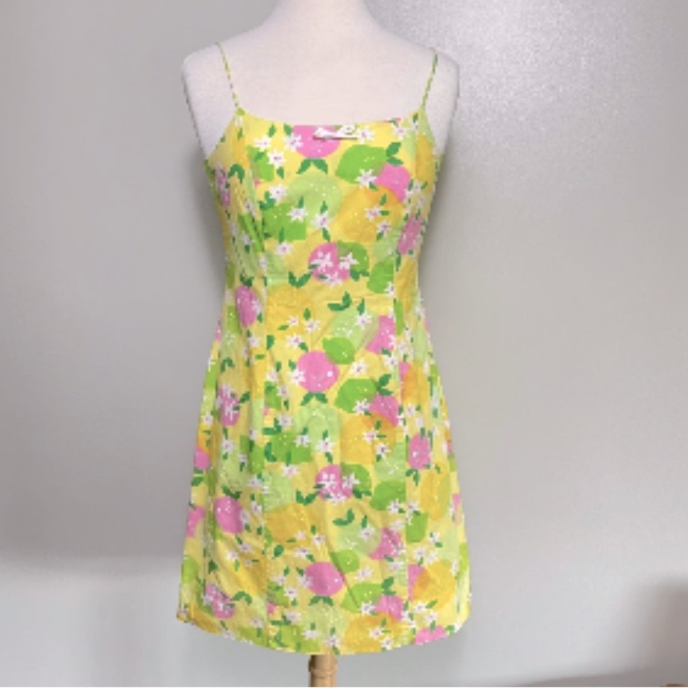 Lilly Pulitzer Vintage Lemon Lime Spaghetti Strap Dress Size 4